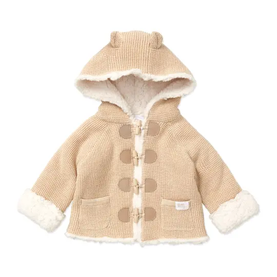 Rock A Bye Baby Boutique Baby Boys and Baby Girls Cotton Sherpa-Look Toggle Jacket, Oatmeal, 0-3M