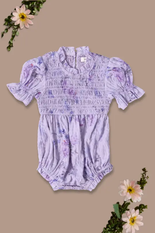 Baby Flynn Romper in Lavender Aquarelle Fleur