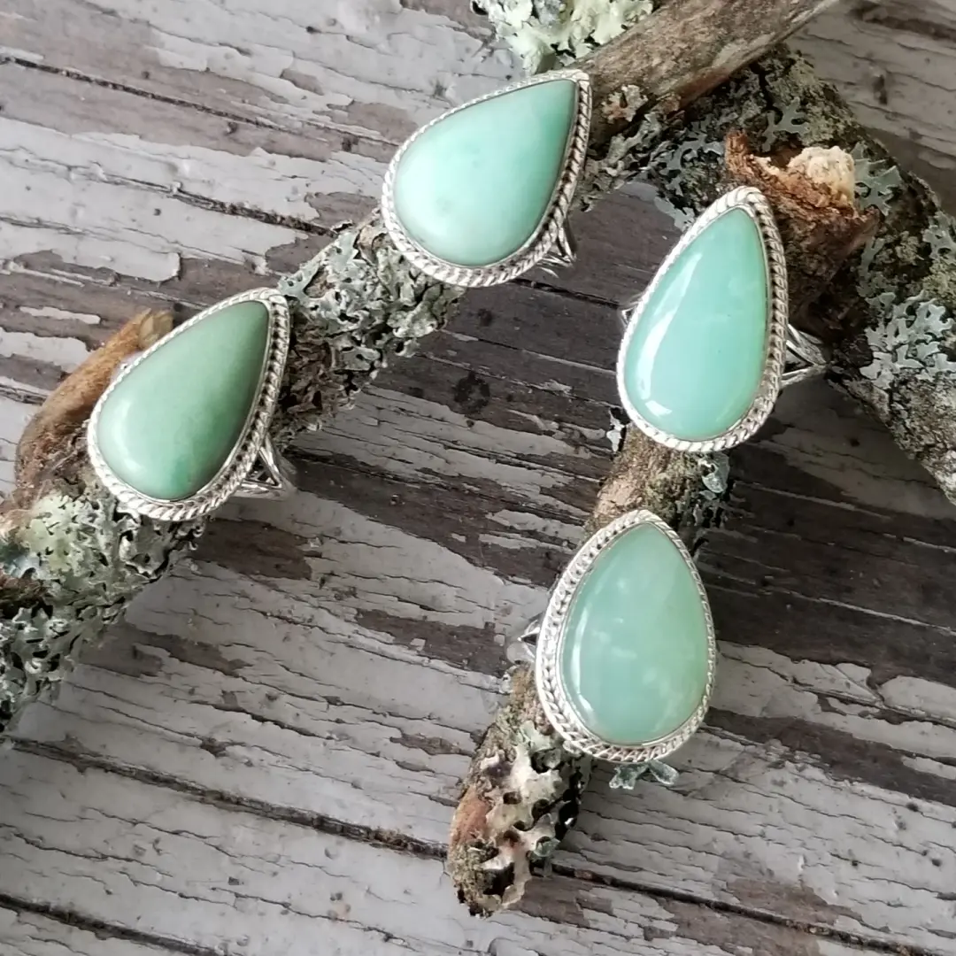 Ameli Rings - Chrysoprase in Sterling