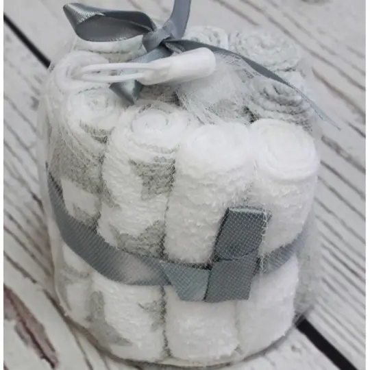 Jesse & Lulu Baby Boys and Girls 12 Baby Washcloths Gift Set, Gray