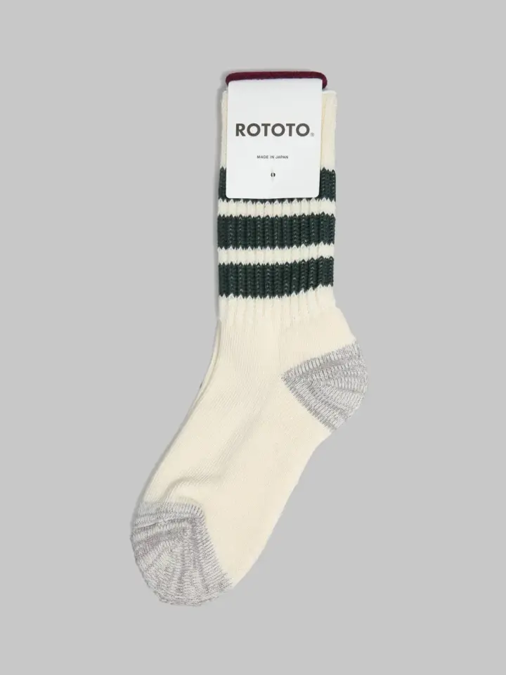 ROTOTO Coarse Ribbed Oldschool Crew Socks Dark Green