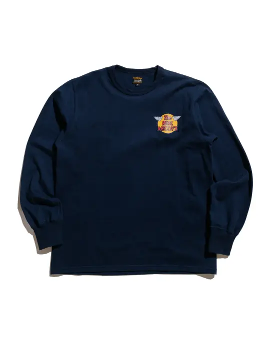 The Real McCoy's MC24003 The Real McCoy's Logo Tee L/S Navy