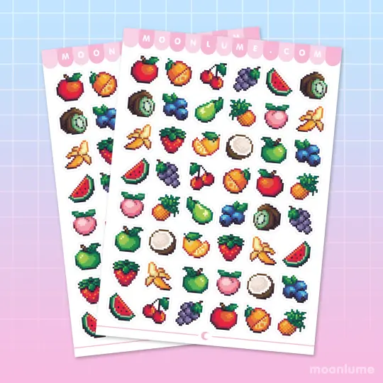 Pixel Fruit - matte vinyl sticker sheet