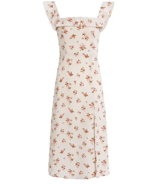 French holiday style small flying sleeves 2025 new dress with floral print R2603