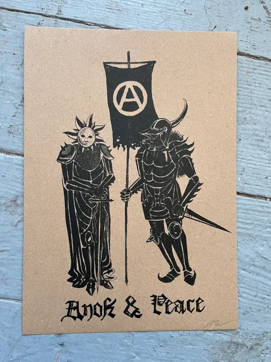'Anok and peace' risograph print