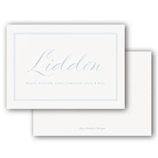 Simple Pale Blue Script Landscape Family Enclosure Card