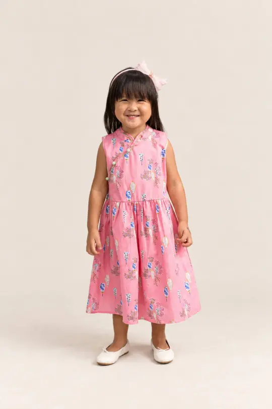 Luna Cheongsam - Pink Floral Lanterns