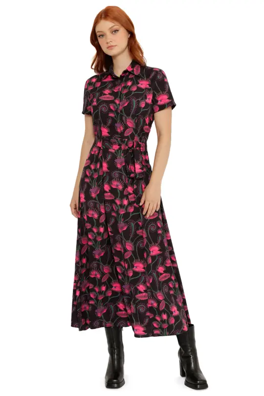 I Eat Flies Short Sleeve Maxi Shirt Dress