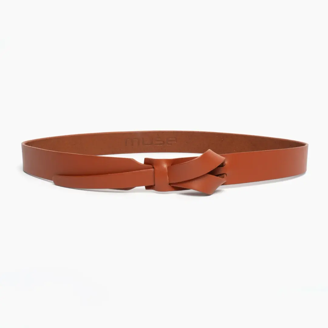 Buckleless Thin Camel Leather Belt