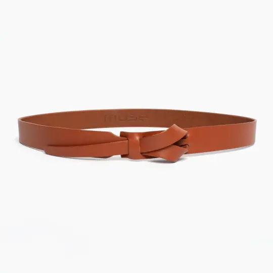 Buckleless Thin Camel Leather Belt