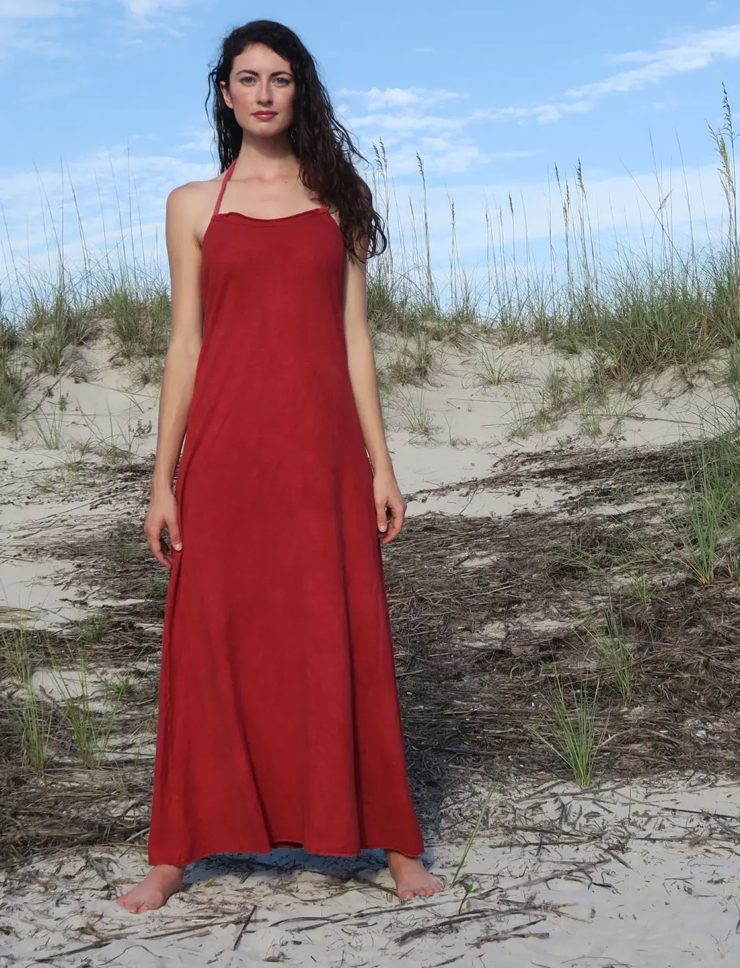 Drawstring Halter Simplicity Long Dress