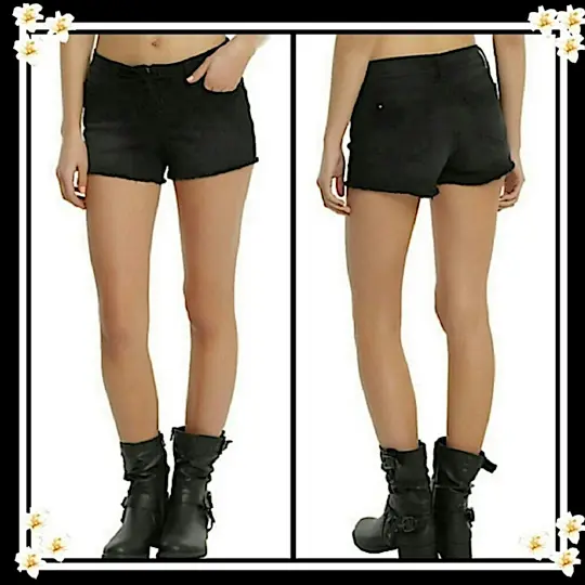 Blackheart Lace-Up Black Shorts with Bodycon Fit