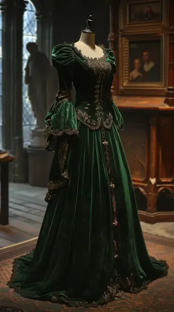 Green square neckline fitted waist elegant classic ball gown R7202