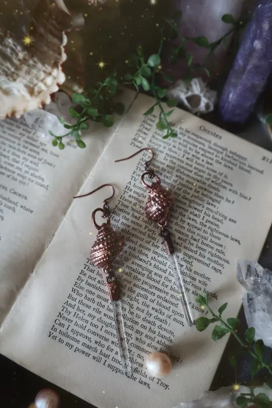 Lemurian Crystal Shell Earrings