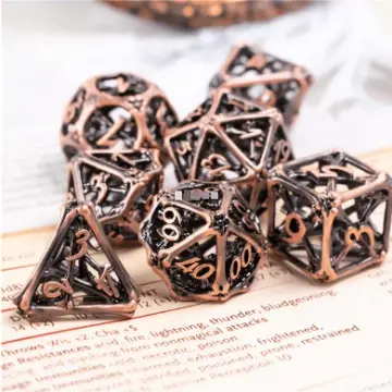 Cross Bones Hollow Metal Dice Set – 7-Piece Skull DnD Dice