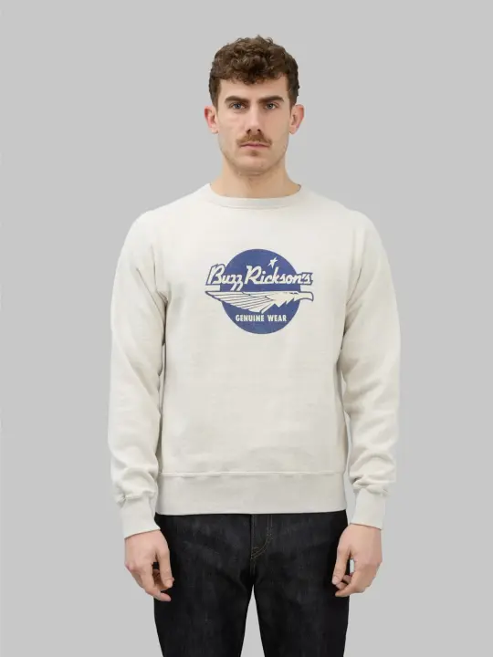 Buzz Rickson's BR69507 Freedom Sleeve Logo Sweatshirt Oatmeal