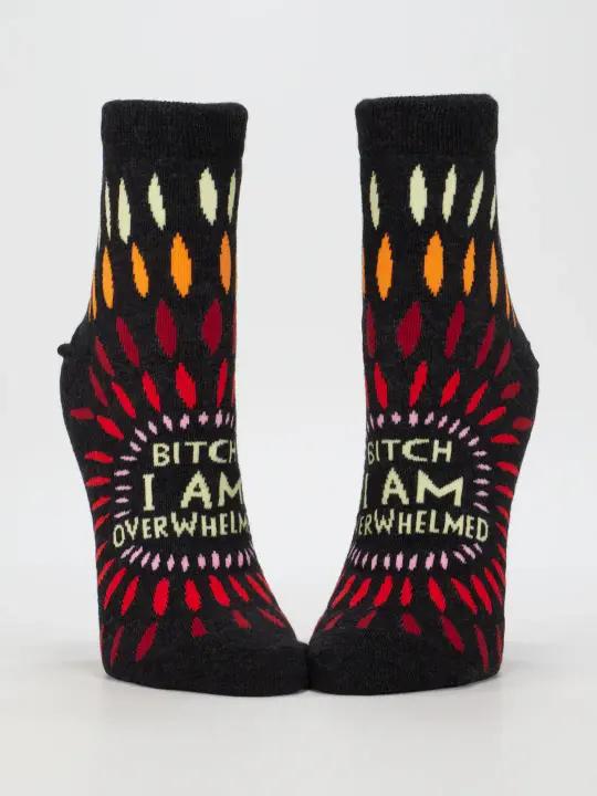 Bitch I Am Overwhelmed Blue Q Socks - Womens