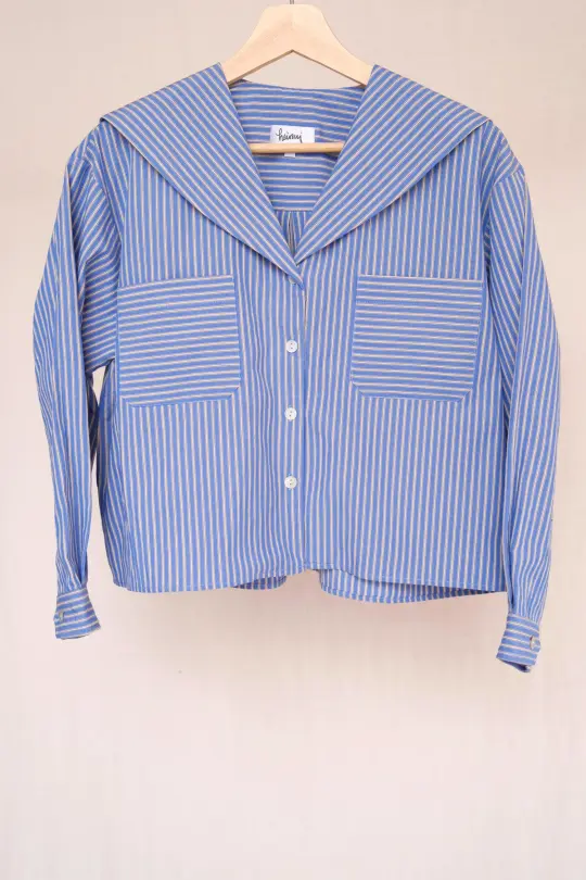 MARINERO blouse in the office striped poplin fabric