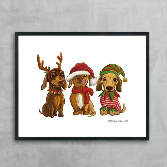 Three Dachshunds Fine Art Print