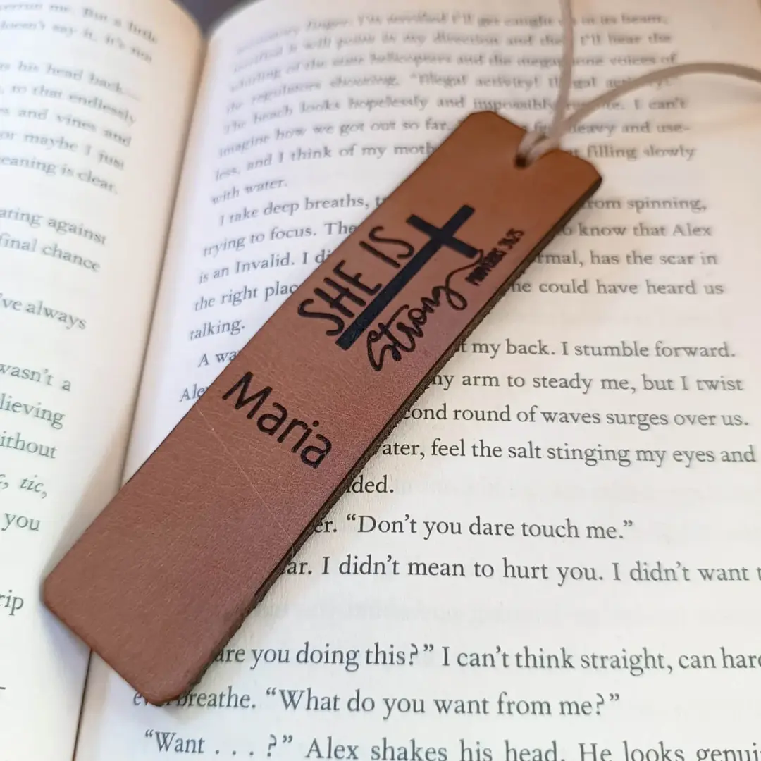 She Is Strong Bookmark | Personalized Christian Gift for Her