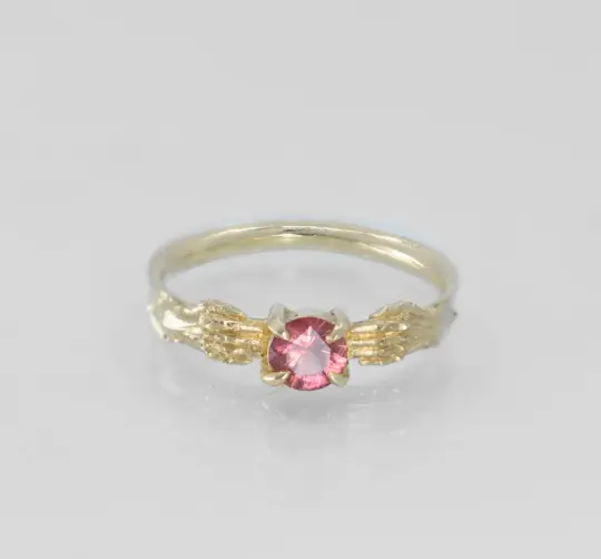 Stronghold Ring with Padparadscha Sapphire