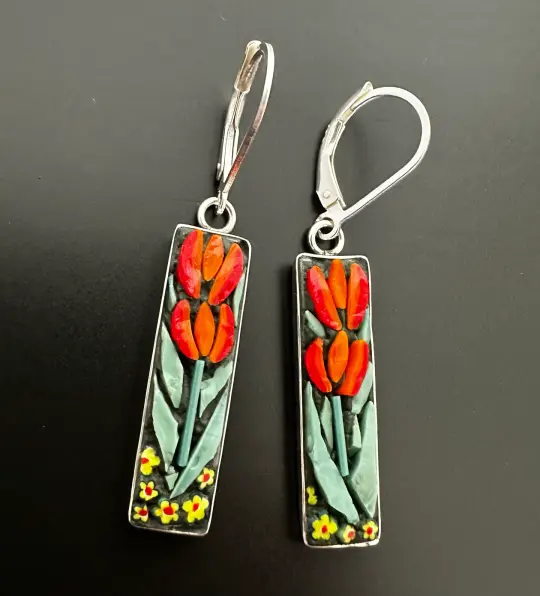 Tulip Earrings with Violets