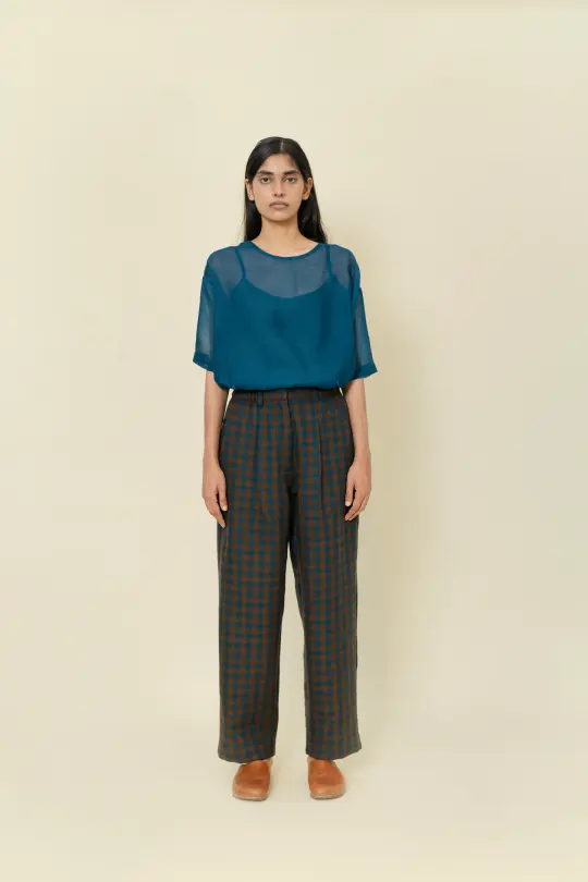 CASEY - TEAL BROWN CHECKS