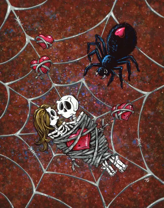 Caught in Your Web Canvas Print - Day of the Dead Spider Art by David Lozeau