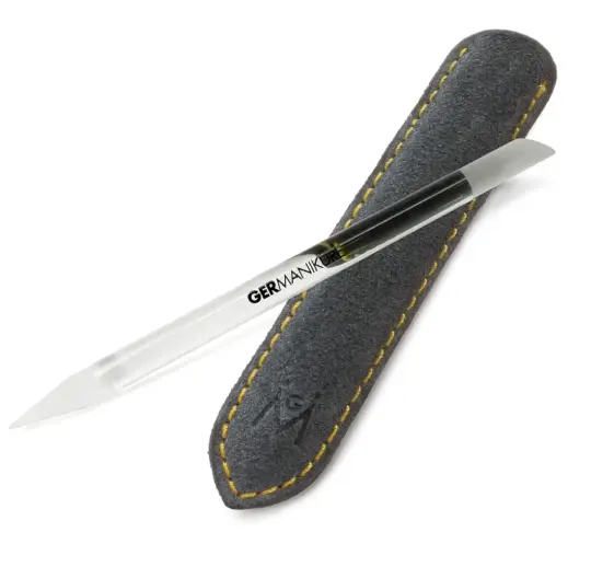 GERMANIKURE -  Crystal Glass Cuticle Pusher and Manicure Stick in Leather  case