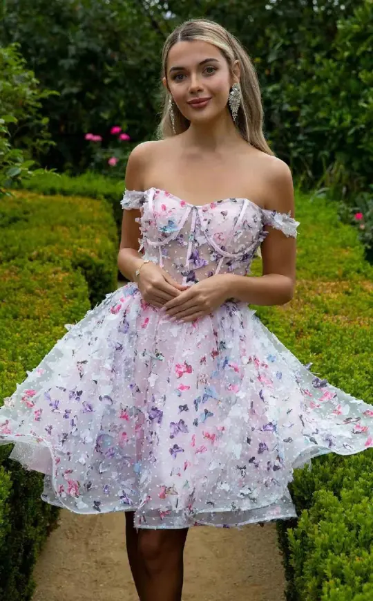 White Butterfly Embroidery Slim Sexy Tutu Short Skirt Homecoming Dress R5480