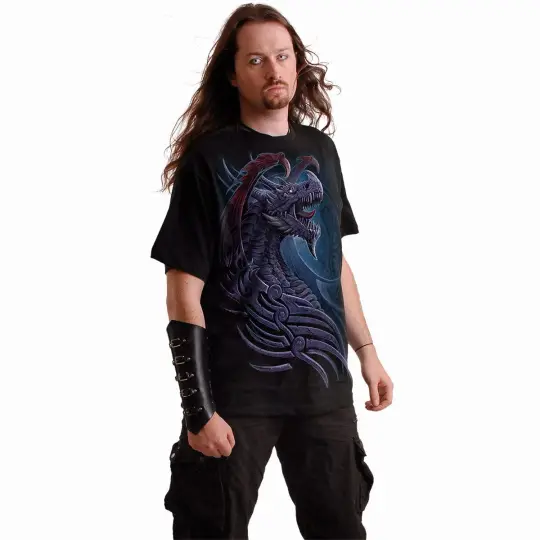 Dragon Borne T-Shirt - Viral Fantasy Gothic Aesthetic | Epic Battle Horn Design Black Tee