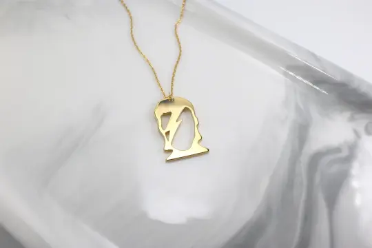 Aladdin Sane Gold Pendant and Chain (925 Silver)
