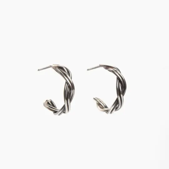 Four Strand Braided Sterling Silver Hoop Earrings