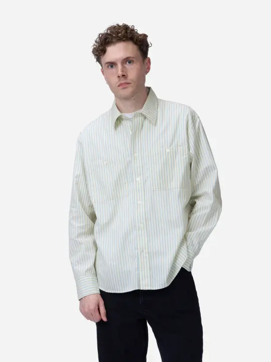 Commuter Shirt ~ Blue Ecru Stripe