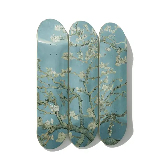 Van Gogh Almond Blossom Skateboard Art – Triptych