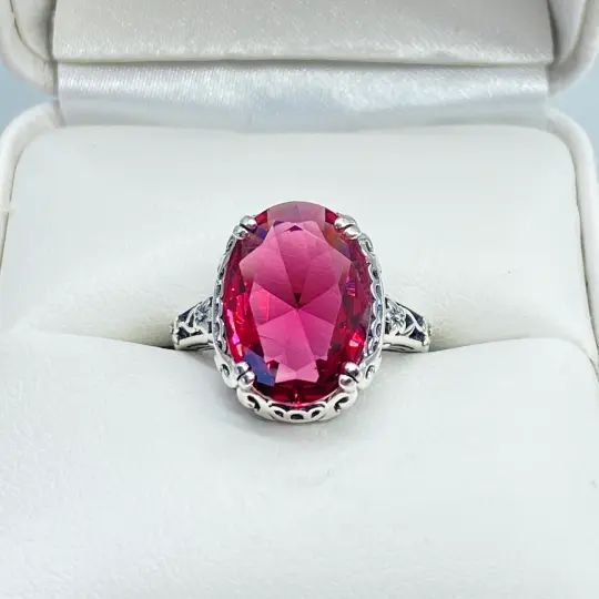 Ruby Ring, Size 5, Edwardian Antique Reproduction Jewelry #D70 - Ready to Ship