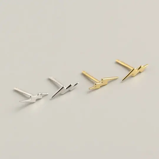 Lightning Jagged Bolt Earrings (Silver or Gold)