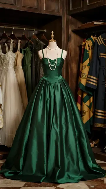 Dark green suspender waist slim sexy long skirt ball gown R6075