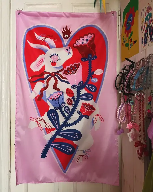 Goat In Love Flag