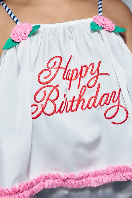 Frosted Cake Crop Cami 'Happy Birthday'