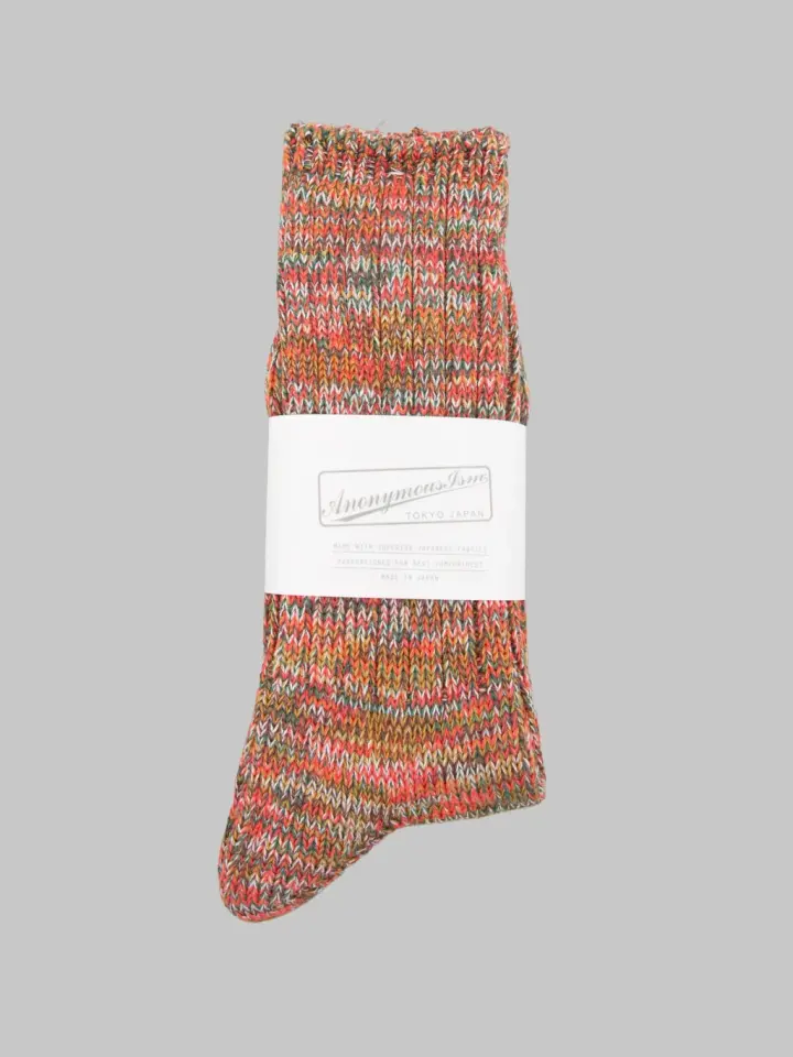 Anonymous Ism 5 Colour Mix Crew Socks Red