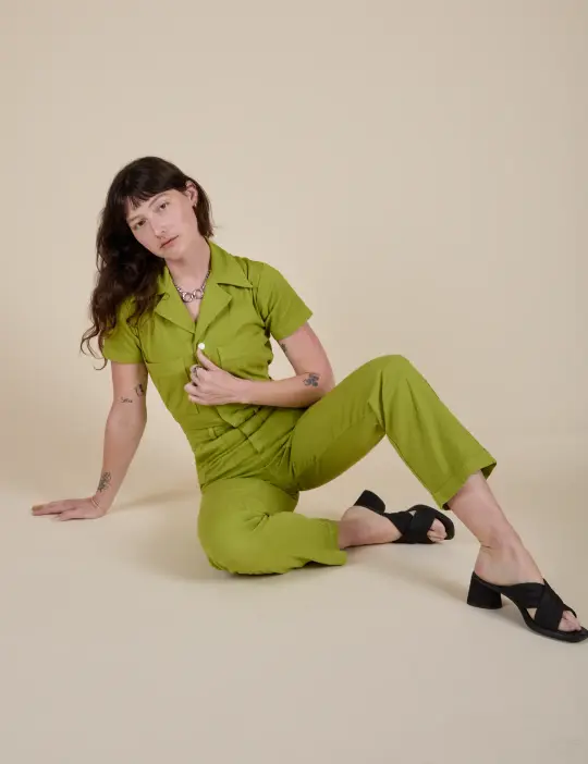 Short Sleeve Jumpsuit - Gross Green