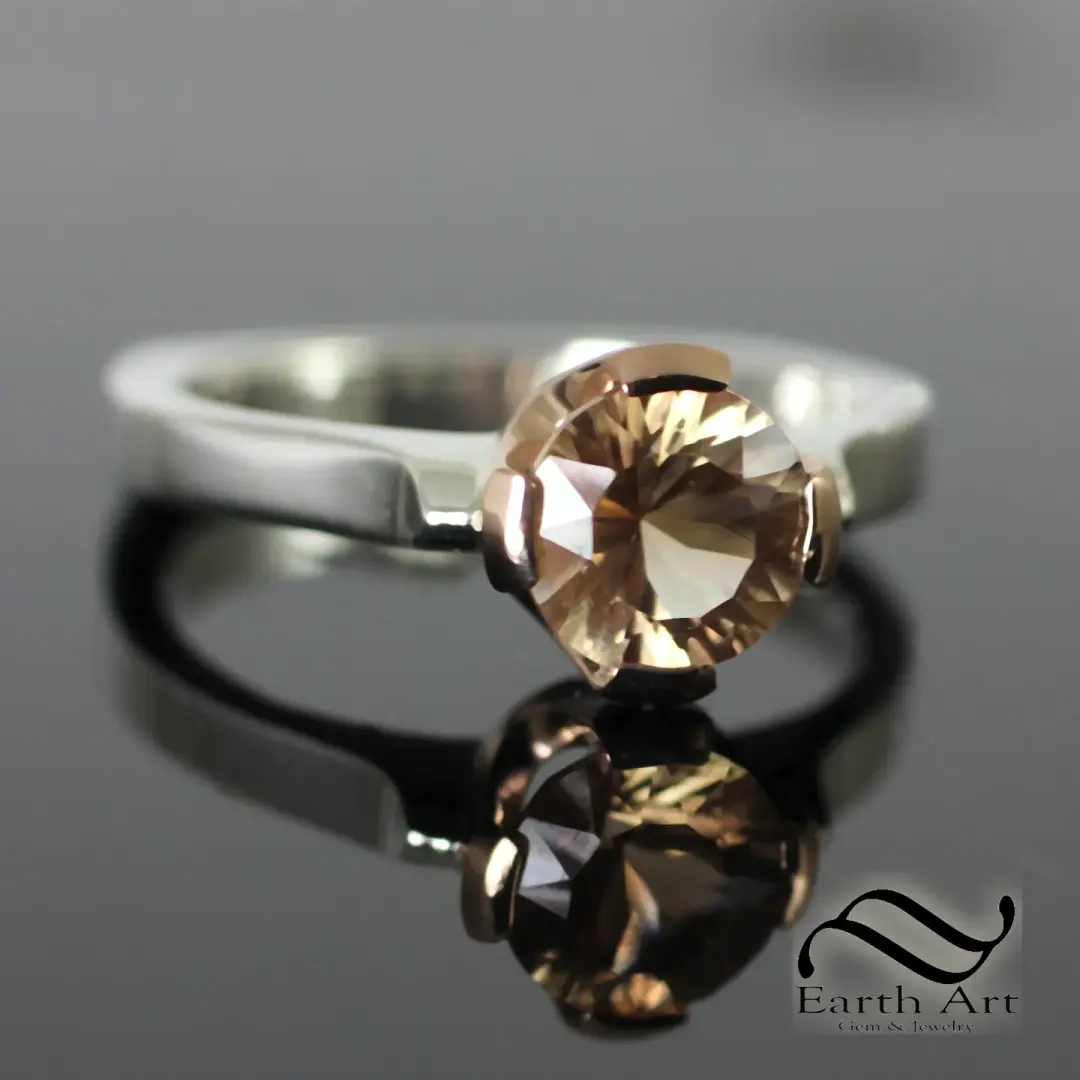 1.15ct Blush Sunstone Solitaire Ring - Sterling and 14k