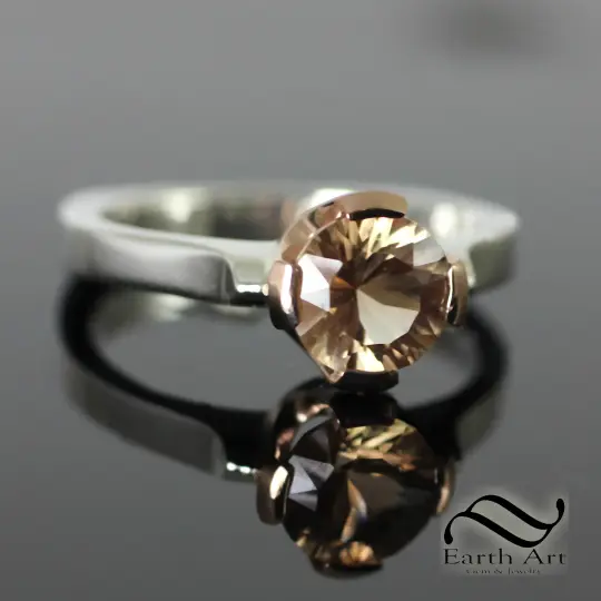 1.15ct Blush Sunstone Solitaire Ring - Sterling and 14k