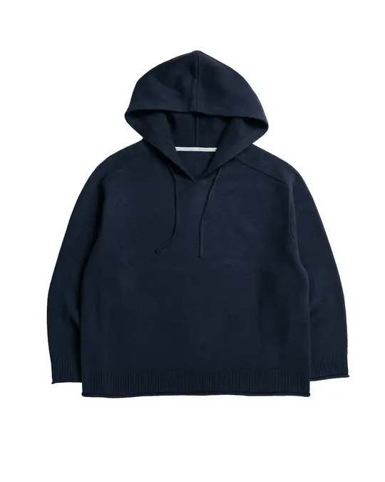 Universal Products Felted Merino Wool Hoodie Knit Navy