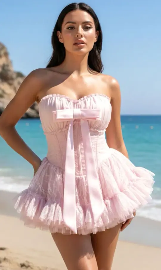 Sweet Blush Pink Floral A-Line Sweetheart Corset Mini Birthday Dress Homecoming Dress RS420