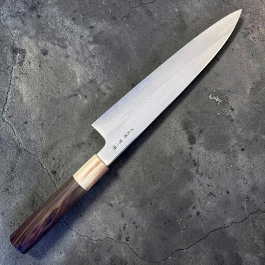 Satoshi Nakagawa Blue #1 Damascus Gyuto 225mm with Ebony and Horn Handle