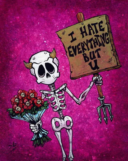 I Hate Everything But U Canvas Print - Romantic Skull Art by David Lozeau