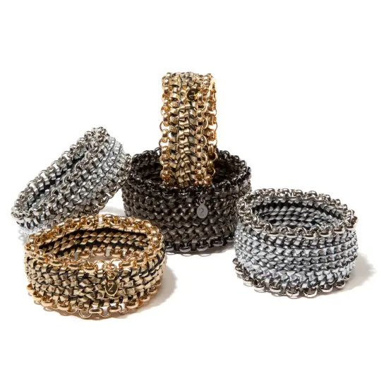 "Circuit" Woven Metallic Leather Bracelets
