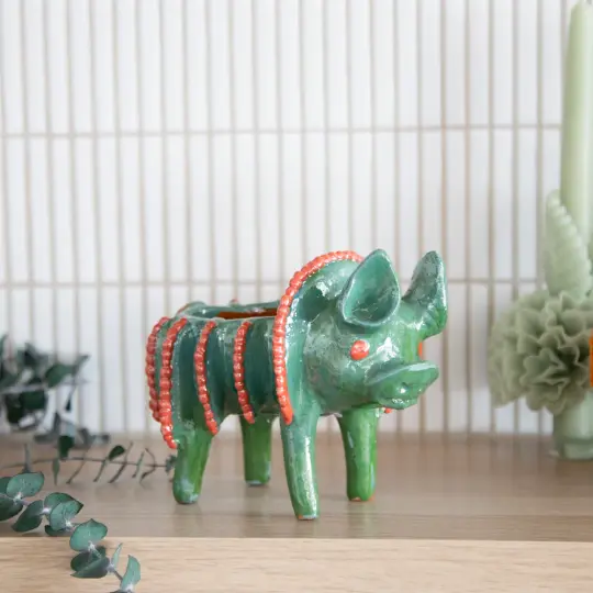 Cochinito Piñalado Decorative Bowl Sculpture